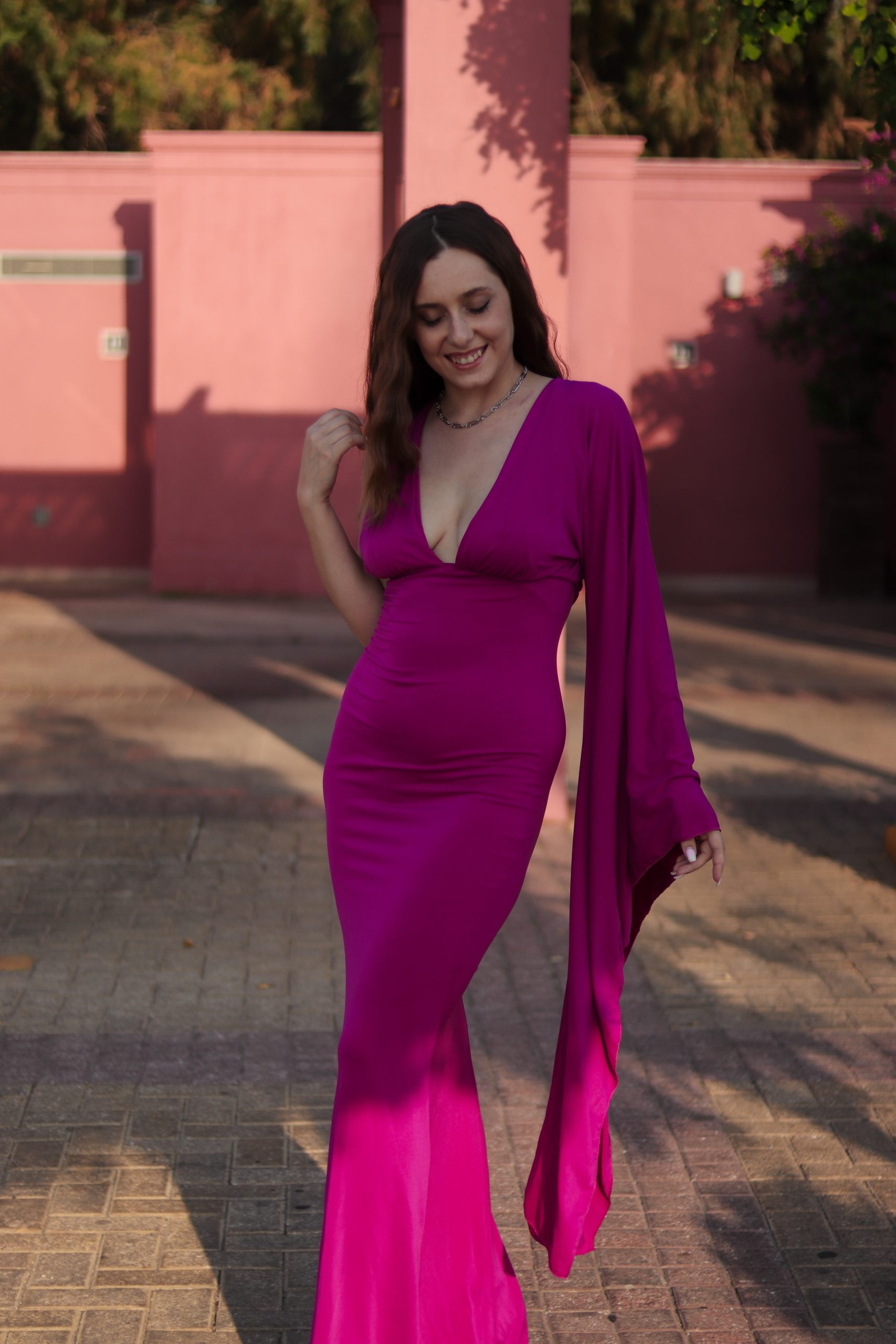 IMG-0341 Maxi Dress με ένα μανίκι "Roseanne" - Image 1