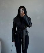 Leather jacket με ζώνη Kleyia - Image 2